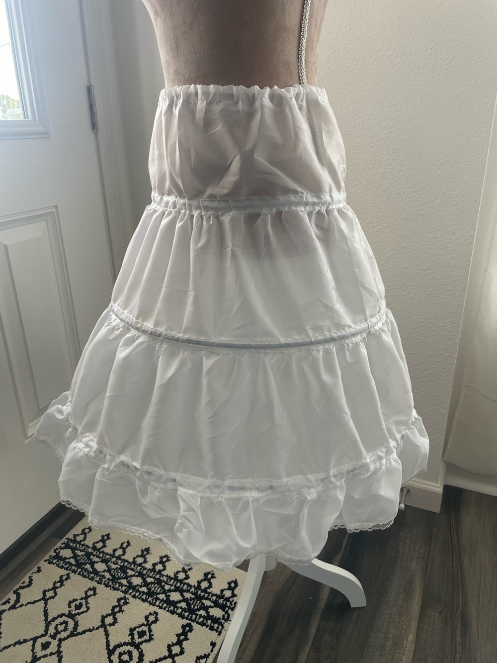 White Layered Petticoat Hoop Skirt Slip - Women's Underskirt
